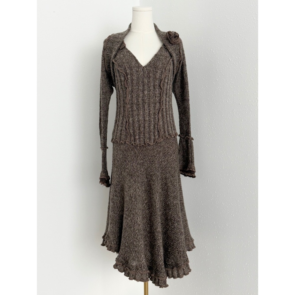 Vintage Grifflin Paris 90s Y2K Mohair Knit Dress Bolero Set Fairy Grunge Boho M